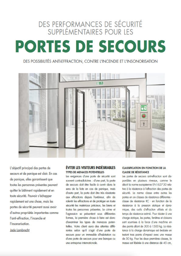 Des performances de sécurité supplémentaires pour les portes de secours